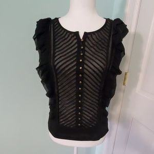 Rampage Black Sleeveless Ruffled Blouse
